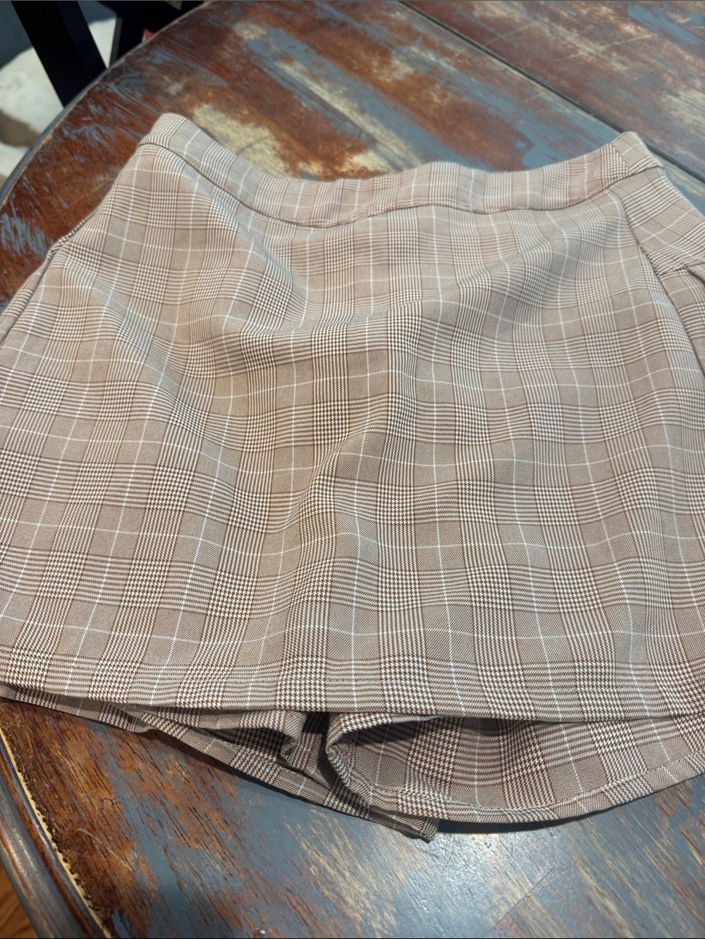 Altar'd State Plaid Brown Tan Skort
